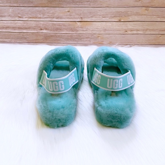 UGG Oh Yeah Sheepskin Slide Sandal Slippers In Tide Pool - Picture 3 of 7